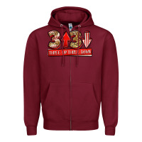 Burgundy three up three down baseball Zipper Hoodie - Jasminsmagicworld