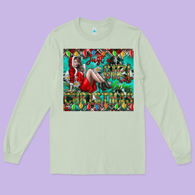 Just A Girl Who Loves Christmas Long Sleeve Tee Designed By Cowhidedigitalart