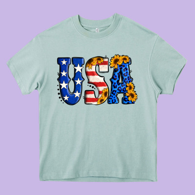 Usa Western Font Heavy Core Tee Designed By Jasminsmagicworld