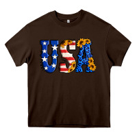 Chocolate Brown usa western font Heavy Core Tee - Jasminsmagicworld