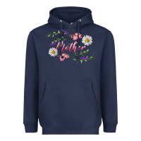 Navy Floral Daisy Mother Heavyweight Hoodie - RanaPortraitStore