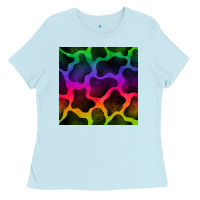Baby Blue colorful cow seamless pattern Ladies Tee - BundleAndBundleShop