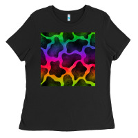 Black colorful cow seamless pattern Ladies Tee - BundleAndBundleShop