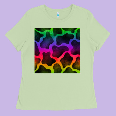 Colorful Cow Seamless Pattern Ladies Tee Designed By Bundleandbundleshop