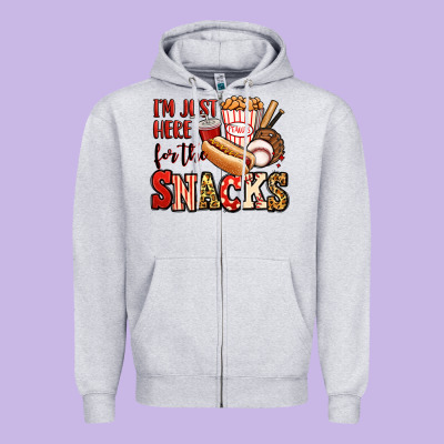 I'm Just Here For The Snacks Baseball Zipper Hoodie Designed By Jasminsmagicworld