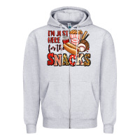 Heather Grey i'm just here for the snacks baseball Zipper Hoodie - Jasminsmagicworld