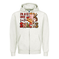 Oatmeal Heather i'm just here for the snacks baseball Zipper Hoodie - Jasminsmagicworld