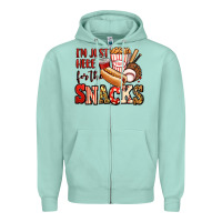 Seafoam i'm just here for the snacks baseball Zipper Hoodie - Jasminsmagicworld