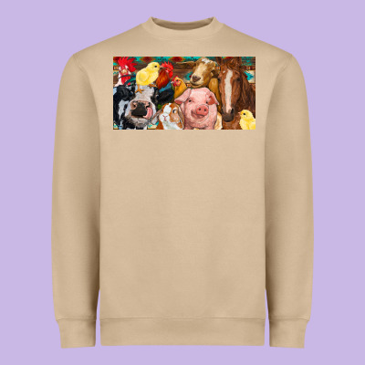 Farm Animals With Aztec Heavyweight Sweatshirt Designed By Ranaportraitstore