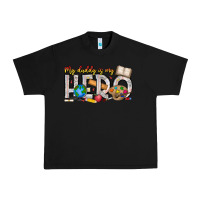 Black My Daddy is my Hero Teacher Urban Heavy Tee - CowhideDigitalArt
