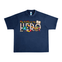 Navy My Daddy is my Hero Teacher Urban Heavy Tee - CowhideDigitalArt