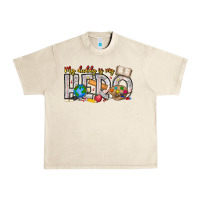 Sandshell My Daddy is my Hero Teacher Urban Heavy Tee - CowhideDigitalArt