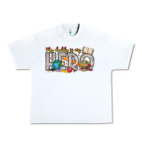 White My Daddy is my Hero Teacher Urban Heavy Tee - CowhideDigitalArt