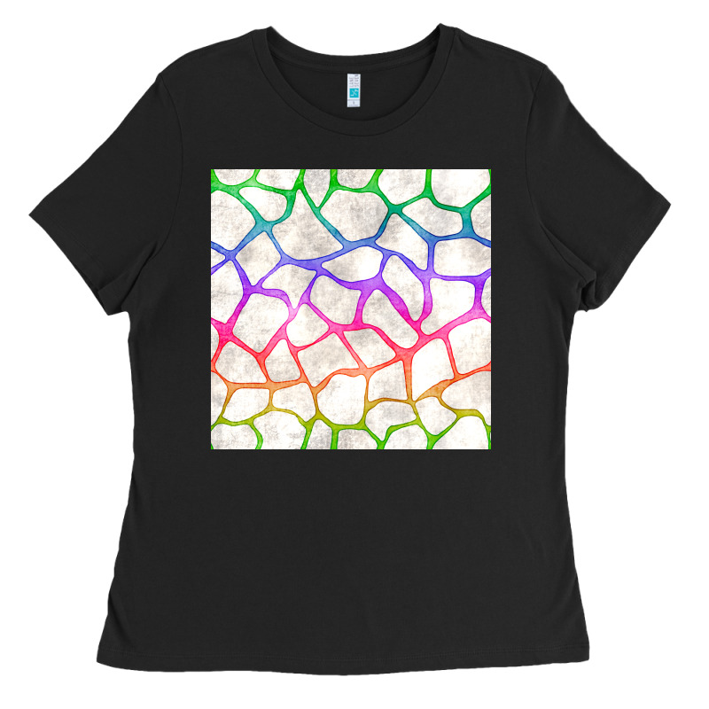 Watercolor Rainbow Giraffe Seamless Pattern Ladies Tee by BundleAndBundleShop | Teevron