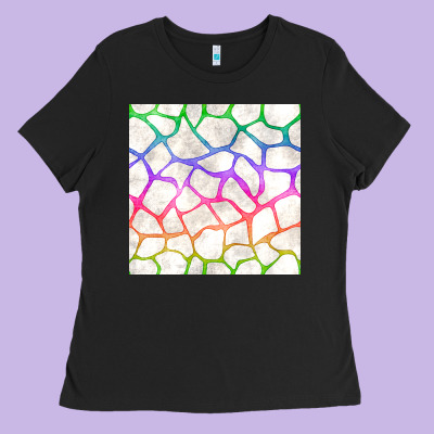 Watercolor Rainbow Giraffe Seamless Pattern Ladies Tee Designed By Bundleandbundleshop