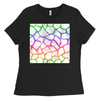 Black Watercolor Rainbow Giraffe Seamless Pattern Ladies Tee - BundleAndBundleShop