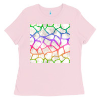 Bubblegum Pink Watercolor Rainbow Giraffe Seamless Pattern Ladies Tee - BundleAndBundleShop