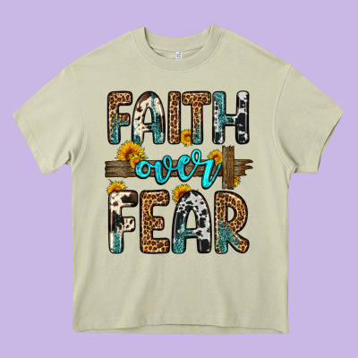 Faith Over Fear Heavy Core Tee Designed By Oliviacreatesart