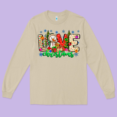 Love Christmas Long Sleeve Tee Designed By Cowhidedigitalart