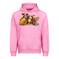 Fuchsia Pink Cows With Sunflower Headbands Urban Hoodie - Jasminsmagicworld