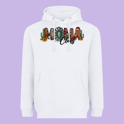 Western Christmas Mama Claus Sunflowers And Cactus Heavyweight Hoodie Designed By Jasminsmagicworld