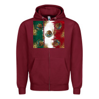 Burgundy Mexican Flag Zipper Hoodie - RanaPortraitStore