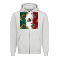 Dove Grey Mexican Flag Zipper Hoodie - RanaPortraitStore