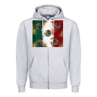 Heather Grey Mexican Flag Zipper Hoodie - RanaPortraitStore