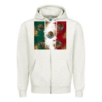 Oatmeal Heather Mexican Flag Zipper Hoodie - RanaPortraitStore
