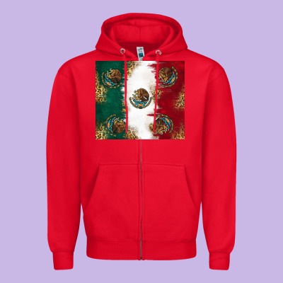 Mexican Flag Zipper Hoodie Designed By Ranaportraitstore