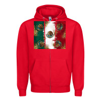 Red Mexican Flag Zipper Hoodie - RanaPortraitStore