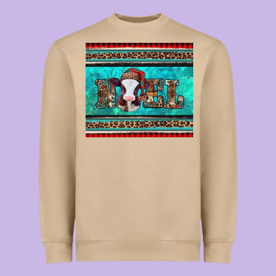 Western Christmas Baby Cow Noel Tumbler Heavyweight Sweatshirt Designed By Jasminsmagicworld