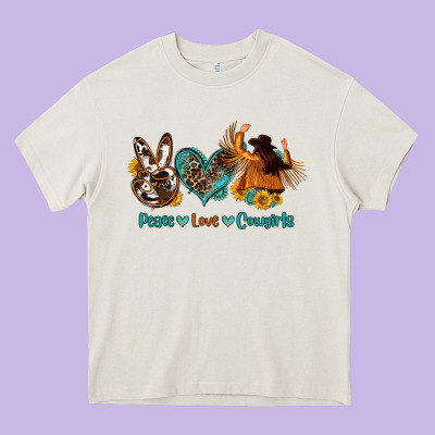 Peace Love Cowgirls Heavy Core Tee Designed By Oliviacreatesart