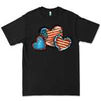 Black American flag hearts 4th of july Premium Tee - FaDigitalArtStudio