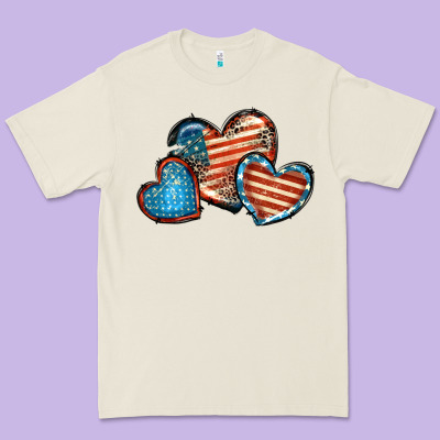 American Flag Hearts 4th Of July Premium Tee Designed By Fadigitalartstudio