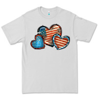 Dove Grey American flag hearts 4th of july Premium Tee - FaDigitalArtStudio