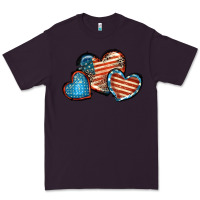 Plum American flag hearts 4th of july Premium Tee - FaDigitalArtStudio