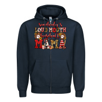 Navy somebody's loud mouth baseball mama Zipper Hoodie - Jasminsmagicworld