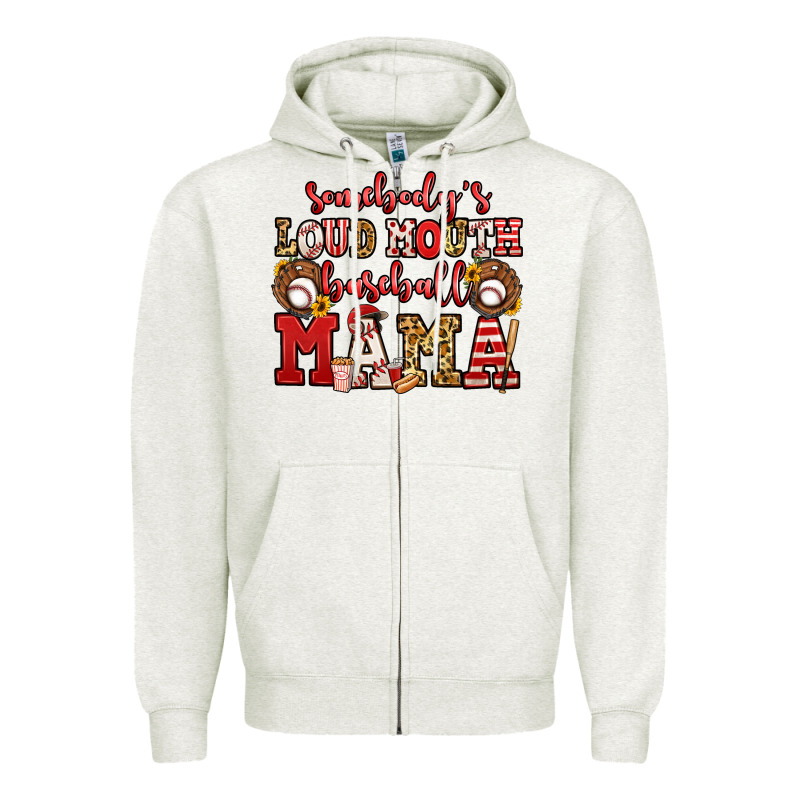 Somebody's Loud Mouth Baseball Mama Zipper Hoodie by Jasminsmagicworld | Teevron