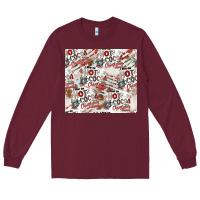Burgundy hot cocoa christmas cheer pattern Long Sleeve Tee - CowhideDigitalArt