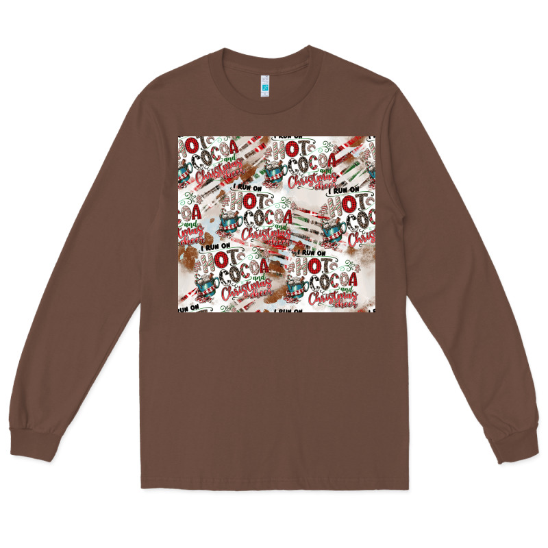 Hot Cocoa Christmas Cheer Pattern Long Sleeve Tee by CowhideDigitalArt | Teevron
