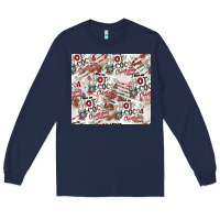 Navy hot cocoa christmas cheer pattern Long Sleeve Tee - CowhideDigitalArt