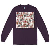 Plum hot cocoa christmas cheer pattern Long Sleeve Tee - CowhideDigitalArt