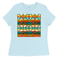 Baby Blue native american aztec seamless pattern 1 Ladies Tee - BundleAndBundleShop