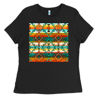 Black native american aztec seamless pattern 1 Ladies Tee - BundleAndBundleShop