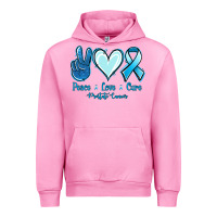 Fuchsia Pink Peace Love Cure Prostate Cancer Urban Hoodie - Jasminsmagicworld
