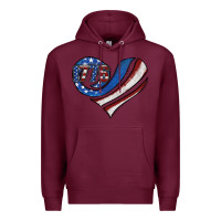 Burgundy american flag heart Premium Hoodie - Jasminsmagicworld