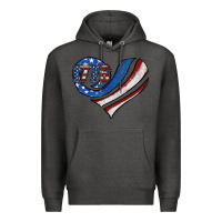 Charcoal Heather american flag heart Premium Hoodie - Jasminsmagicworld