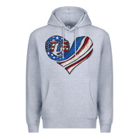 Heather Grey american flag heart Premium Hoodie - Jasminsmagicworld