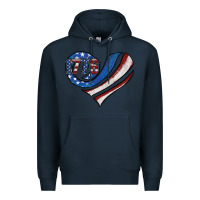 Navy american flag heart Premium Hoodie - Jasminsmagicworld